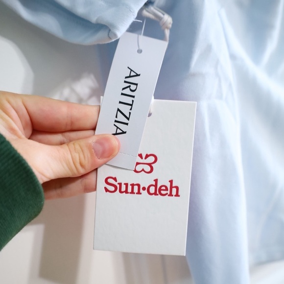 NWT Aritzia Sunday Best Alice Cropped Polo T-Shirt Fluid Blue Size 6 - Picture 4 of 13